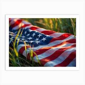 American Flag In The Grass 1 Art Print