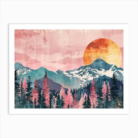 Retro Landscape Illustration 4 Art Print