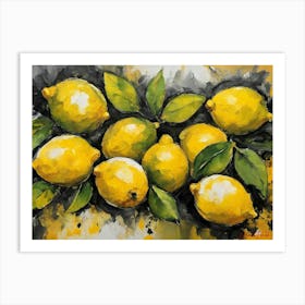 Bright Yellow Lemons Expressionism Art Print