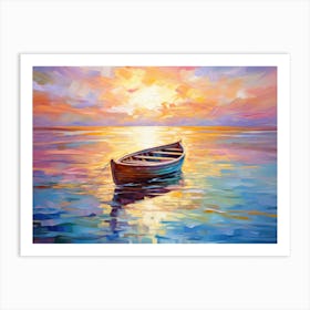 Boat At Sunset Art Print