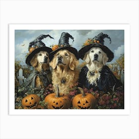 Halloween Golden Retrievers In Oil 22 Art Print