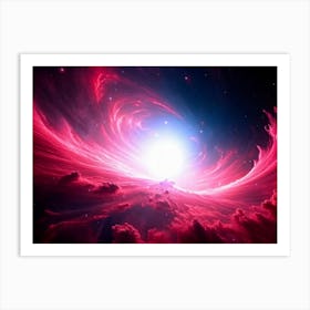 Abstract Celestial Scene Capturing A Nebula Explosion In The Pink And Red Hues Of A Distant Galaxy (5) Art Print