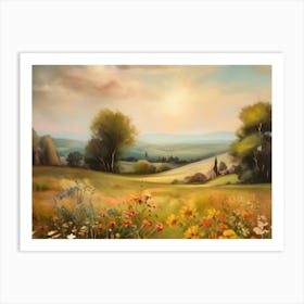 Printable Wall Art, Vintage Landscape, Farmhouse Wall Decorations, Vintage Landscape Oil Painting.24 Art Print