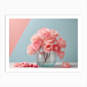 Pink Roses In A Vase Art Print