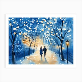 Couple Walking In The Park Art Print