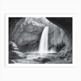 Waterfall Inside A Dark Cave Art Print