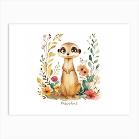 Little Floral Meerkat 3 Poster Art Print