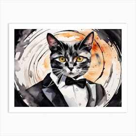 Cat in Tuxedo Art Print