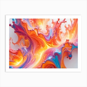 Abstract Image Of Swirling, Fluid Colors In Shades Of Orange, Pink, Blue, And Purple Art Print