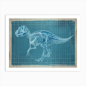 Pachycephalosaurus Skeleton Hand Drawn Blueprint 2 Art Print