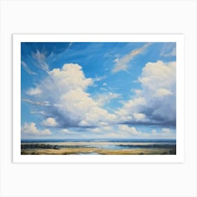 Cumulus Clouds Headlining The Scenic Landscape Clustered Carelessly Against A Shifting Cerulean Ba (5) Art Print