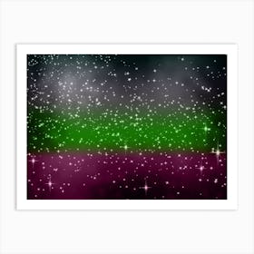 Pink Green Black Shining Star Background Art Print