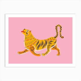Happy Tiger Pink Art Print