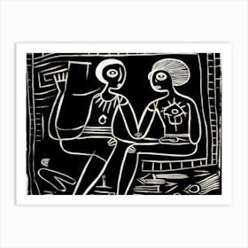 Two People Sitting Art Print