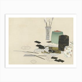 Art Supplies From Momoyogusa –Flowers Of A Hundred Generations (1909), Kamisaka Sekka Art Print