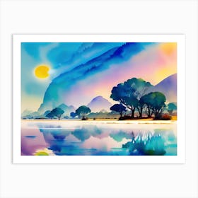 Sunset By The Lake Art Print