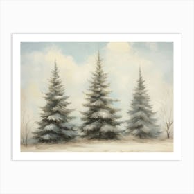 Three Pine Trees Art Print