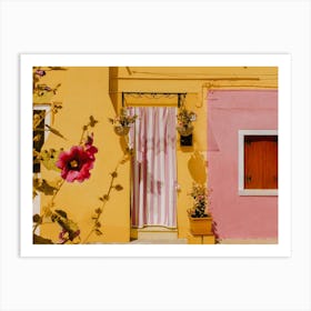 Flower Burano Door, Italy Art Print