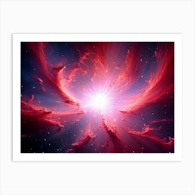 Abstract Celestial Scene Capturing A Nebula Explosion In The Pink And Red Hues Of A Distant Galaxy (3) Art Print