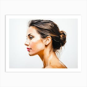 Side Profile Of Beautiful Woman Oil Painting 26 Art Print