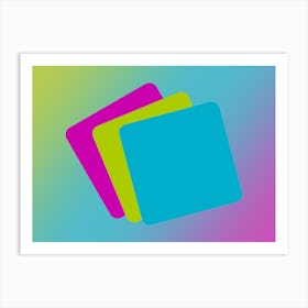 Violet And Lime Green And Blue Rectangles Art Print