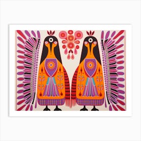 Emperor Penguin 2 Folk Style Animal Illustration Art Print