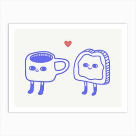 Toast And Coffee Breakfast Love Illustration Art Print