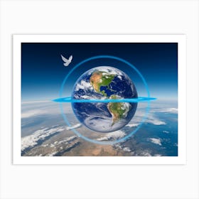 Dove Flying Over Earth Art Print