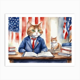 President Miaow With Little Miaow Miaow Art Print