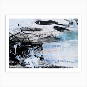 Abstract Painting Black White Blue Art Print