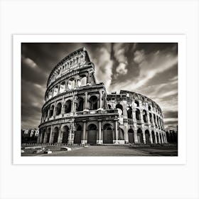 Black And White Photograph Of Ancient Roman Landmarks Colosseum Art Print