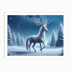 Magical Unicorn-Deer Fantasy Art Print