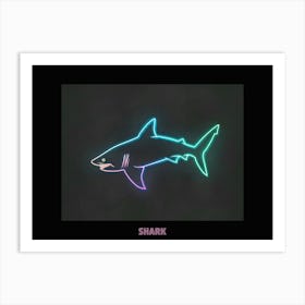 Neon Pink Sign Inspired Shark Poster 2 Art Print