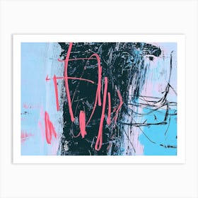 Abstract Painting Pink, Blue and Black Art Print