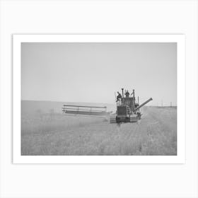 Tractor Drawn Combine In Wheat Field On Eureka Flats, Walla Walla County, Washington By Russell Lee Art Print