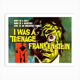 I Was A Teenage Frankenstein, Horror, Funny Movie Poster Art Print
