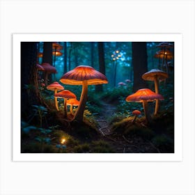 Magical gloving Mushroom Forest 2 Art Print