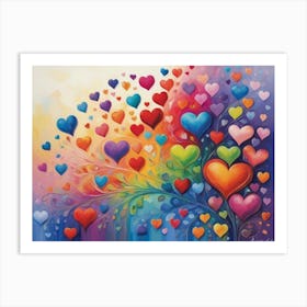 Rainbow Hearts 11 Art Print