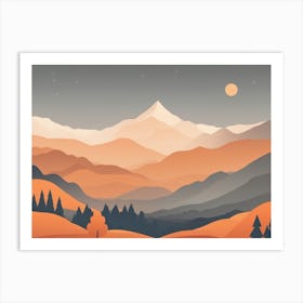 Misty mountains horizontal background in orange tone 122 Art Print
