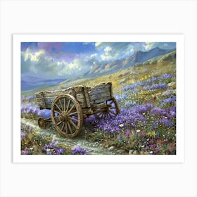 Wagon In The Meadow Art Print