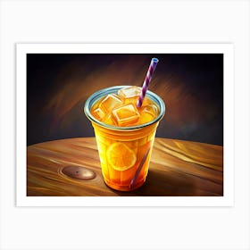 Orange Juice With Lemon Slice And Ice Art Print