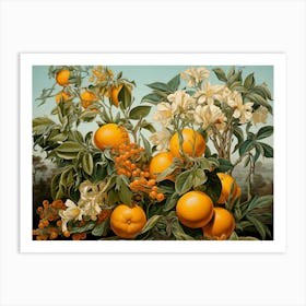 Tree Of Oranges. Kitchen print art in green and orange colors Art Print