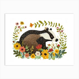Little Floral Badger 3 Art Print