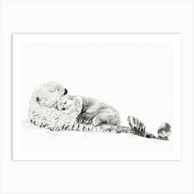 Mother Otter With Her Cub Art Print