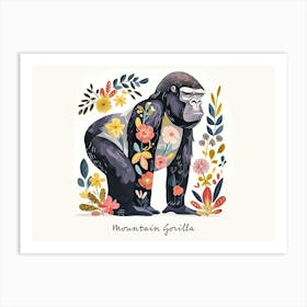 Little Floral Mountain Gorilla 3 Poster Art Print