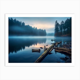 Misty Lake 1 Art Print