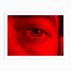 Macro On Man Eye Expressing Serious And Expressionless Expression Art Print