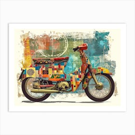 Vintage Colorful Scooter 20 Art Print