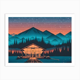 Cabin In The Mountains Art Print