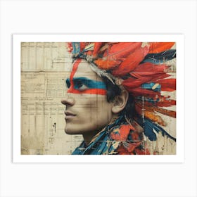 The Rebuff: Ornate Illusion in Contemporary Collage. Indian Headdress Art Print